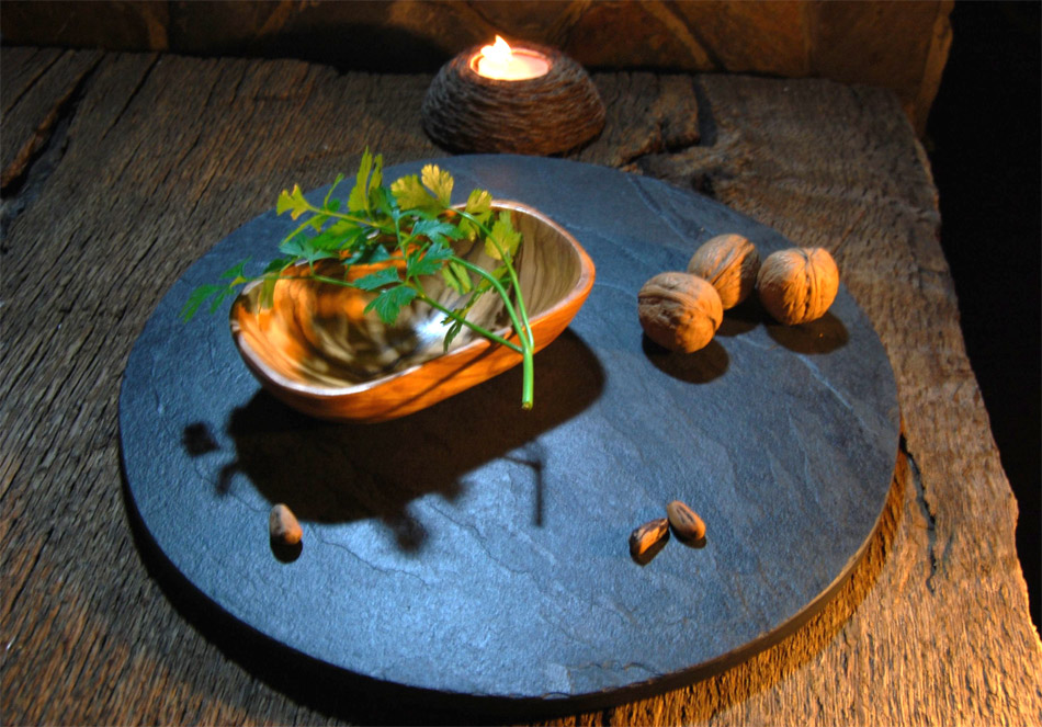 Plato de pizarra redondo