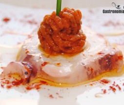 Pulpo con mojo de tomate y ajo asado Pulpo con mojo de tomate y ajo asado