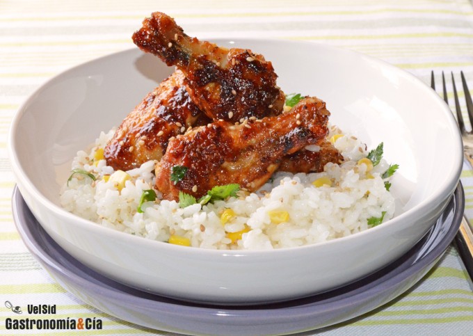 Alitas de pollo con salsa de mostaza y miel