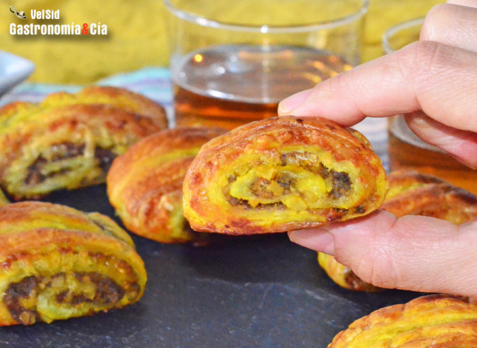 Hojaldre con confitura de boletus y queso