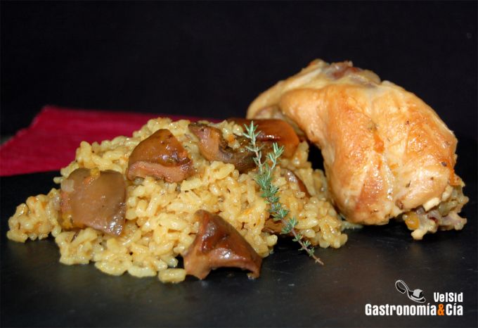 Arroz con conejo y níscalos