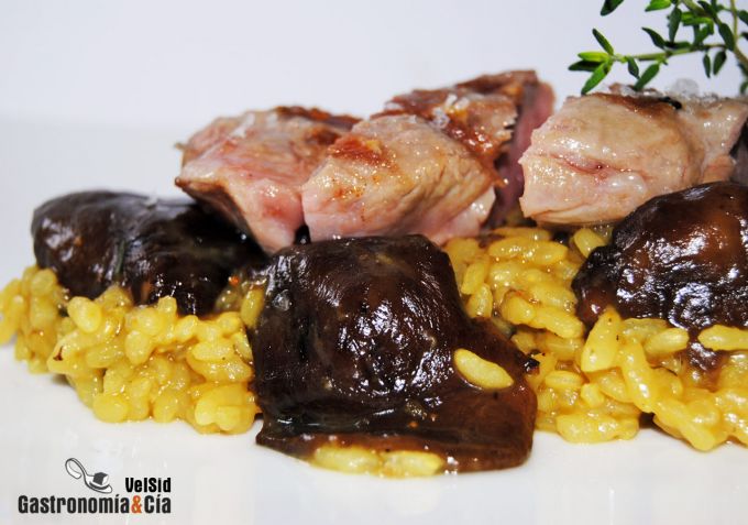 Arroz con shiitake y cordón de cerdo ibérico