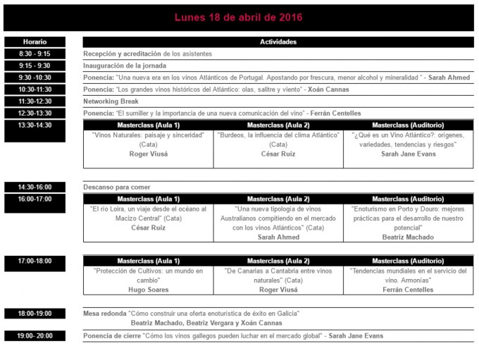 Atlante Wine Forum 2016. Programa