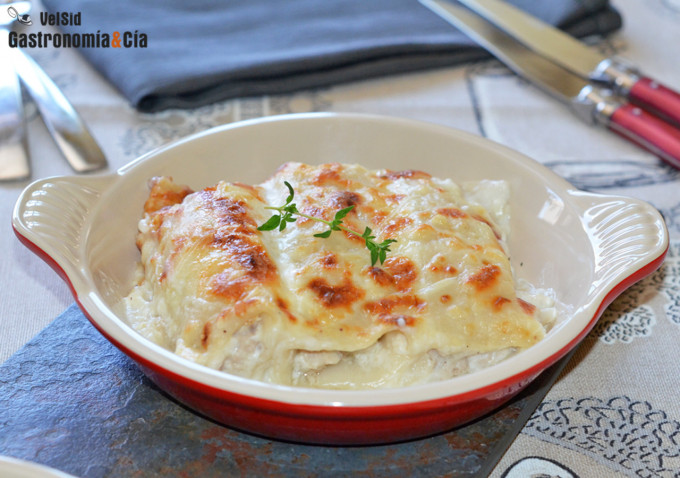 Canelones de pollo y solomillo ibérico