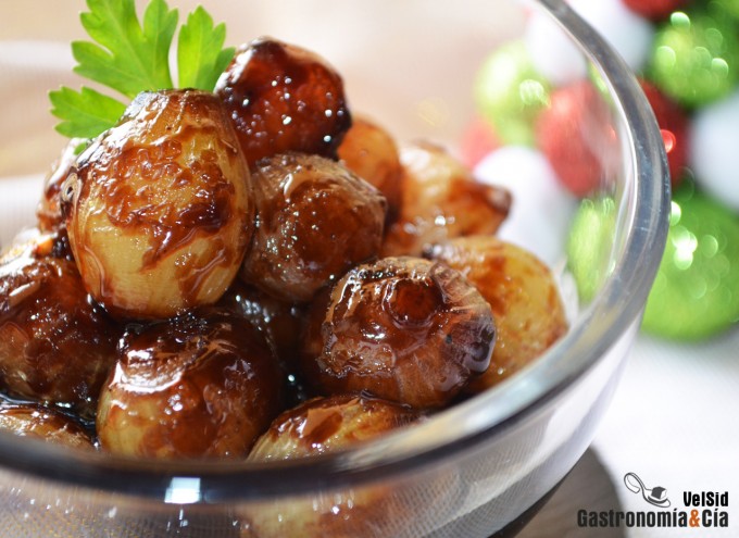 Cebollitas glaseadas con vinagre balsámico y vino de Op