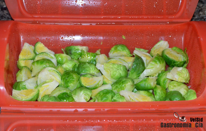 Coles de Bruselas con granada, aguacate y vinagreta de 