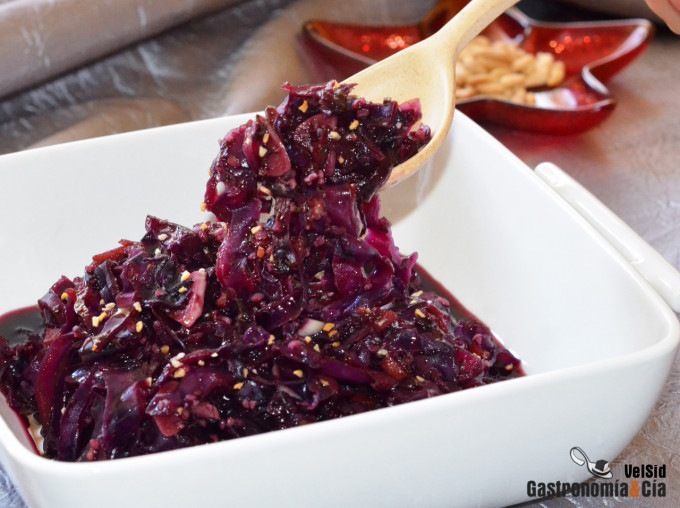 Col lombarda con jengibre y jarabe de arce