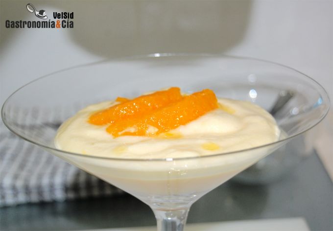 Crema Chiboust de naranja con naranja confitada