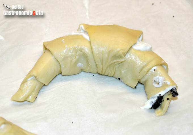 Croissants de hojaldre con sabor a Oreo