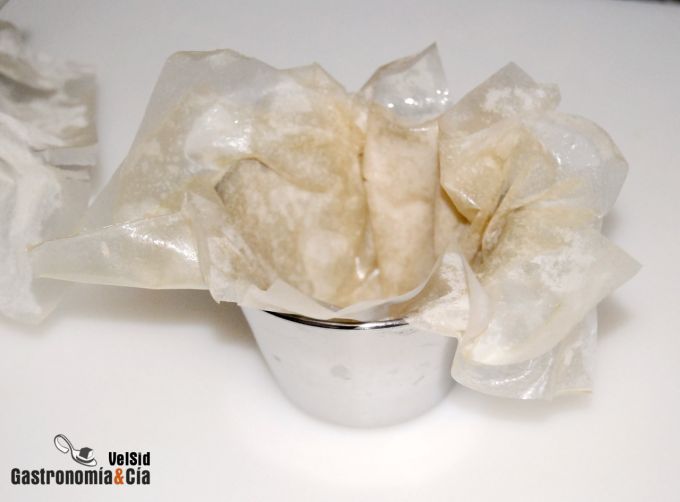 Cestita de pasta filo para la ensalada