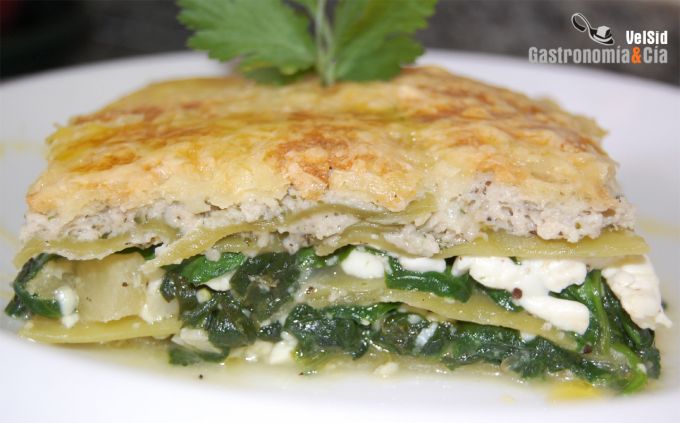 Lasaña de espinacas y piña