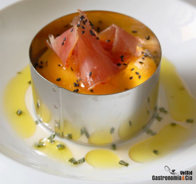 Lasaña de mango y brandada de bacalao