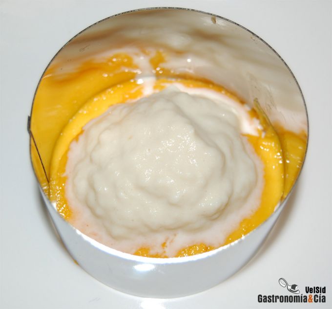 Lasaña de mango y brandada de bacalao