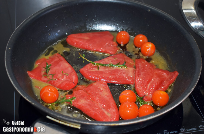 Pasta mafalda con piquillo confitado y mozzarella