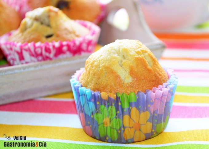 Magdalenas con chocolate y nueces