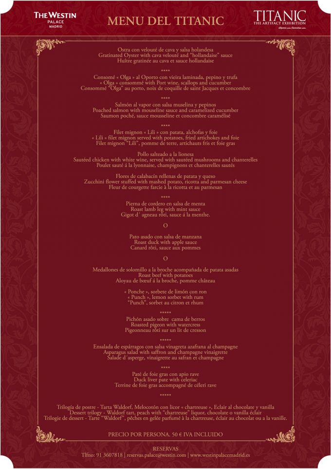 Menú del Titanic
