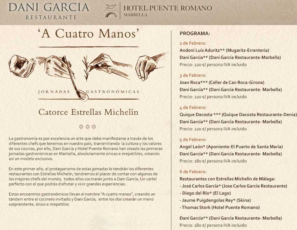 A Cuatro Manos, Jornadas Gastronómicas con Dani García