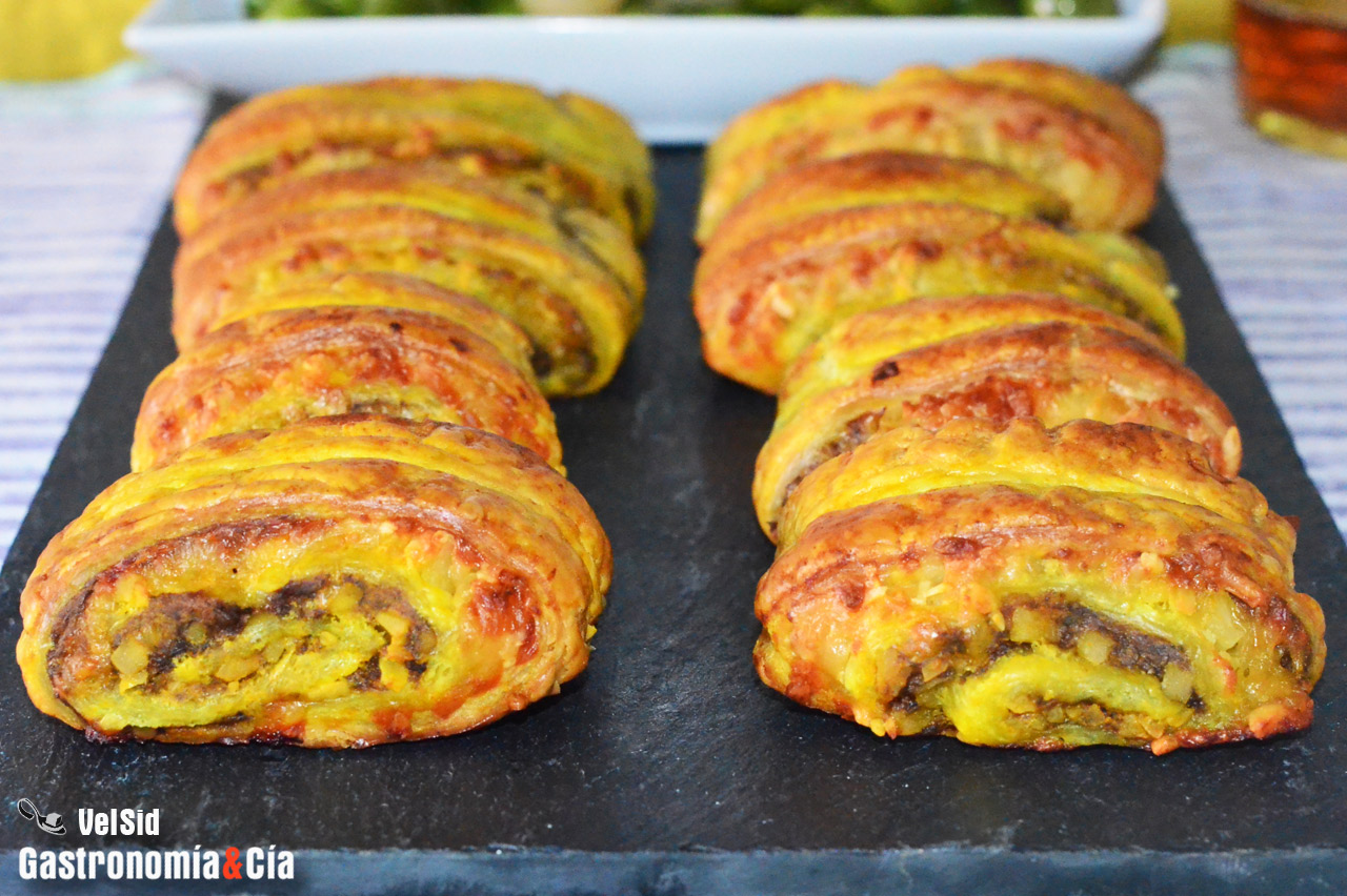 Hojaldre con confitura de boletus y queso