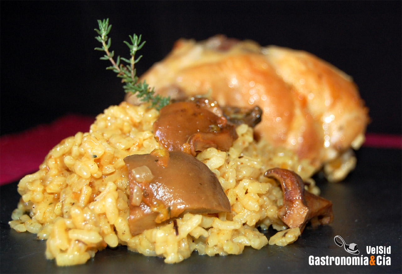 Arroz con conejo y níscalos