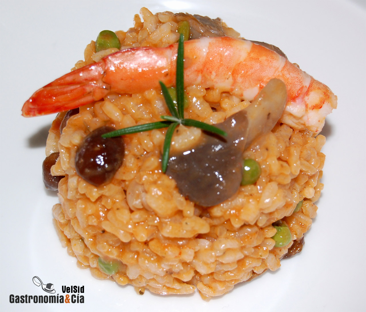 Arroz con setas y langostinos