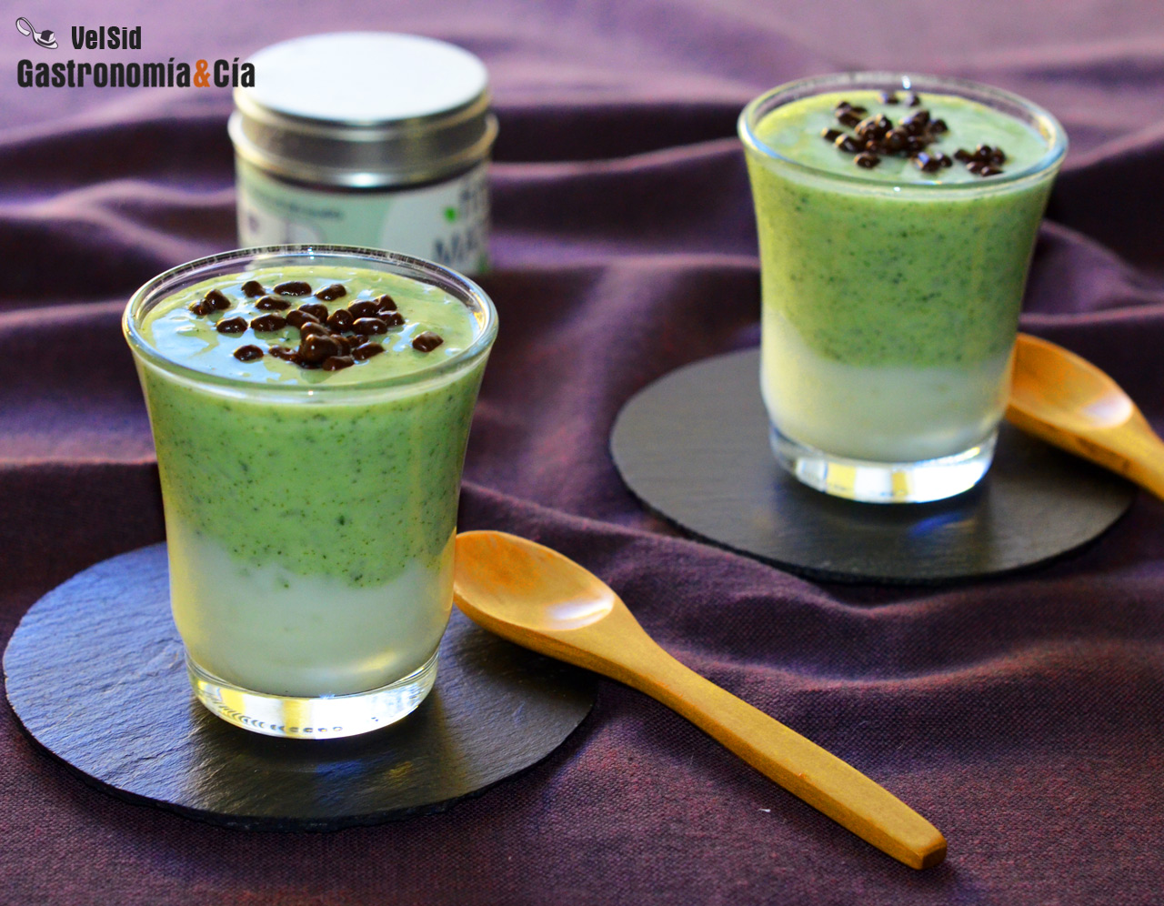Arroz con leche, té matcha y vainilla