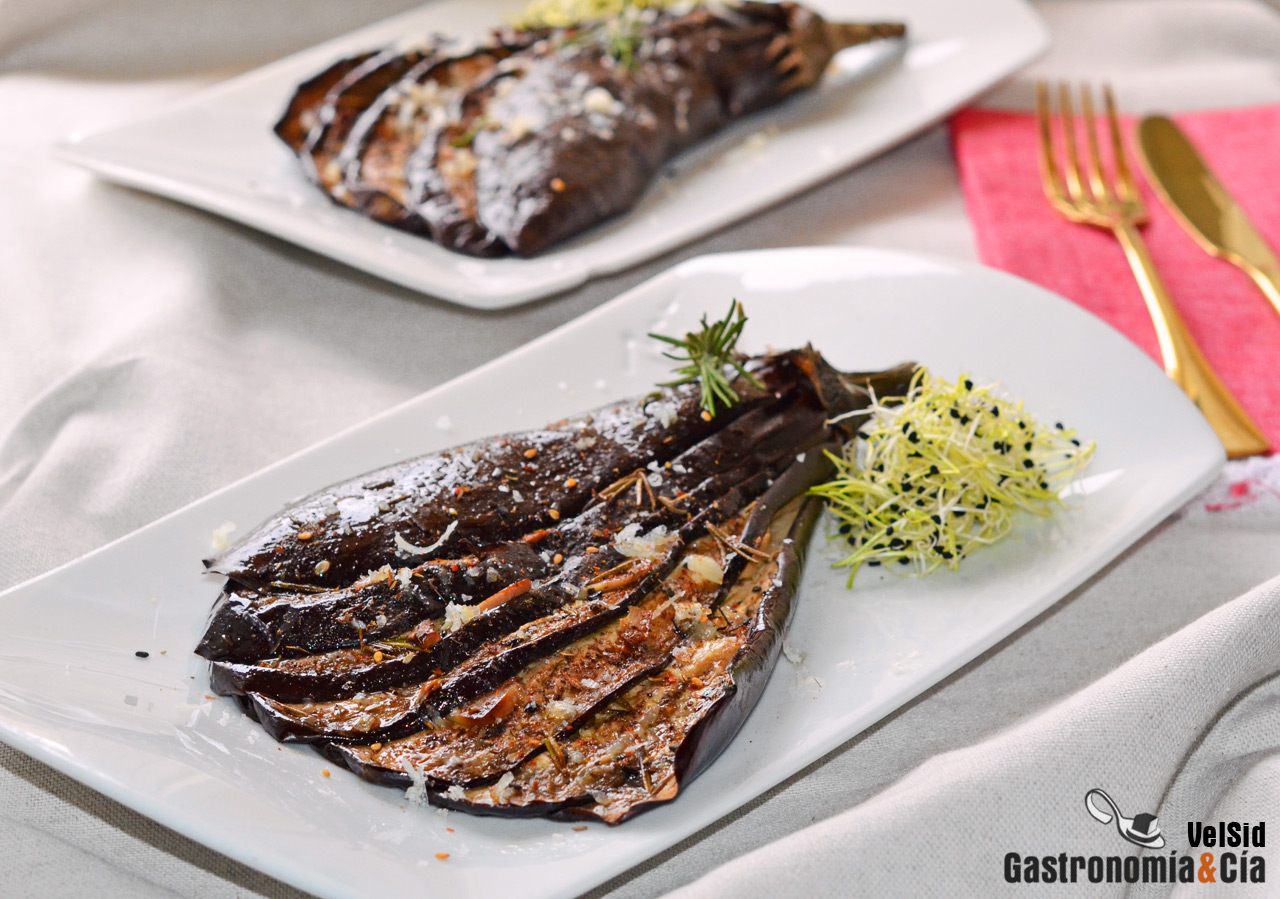 Berenjenas en abanico al horno