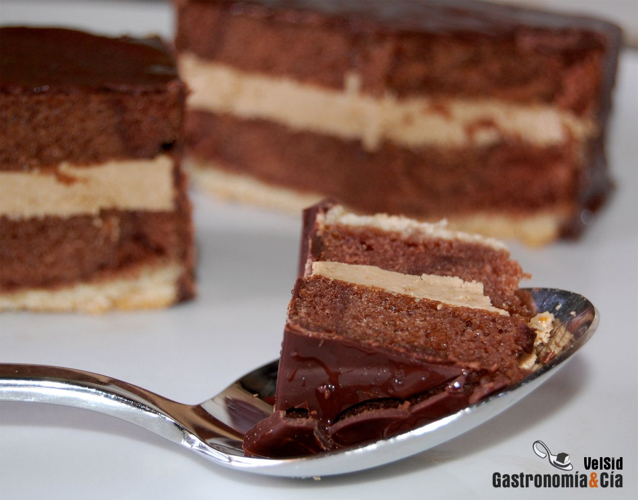 Bizcocho de chocolate con crema de moka 