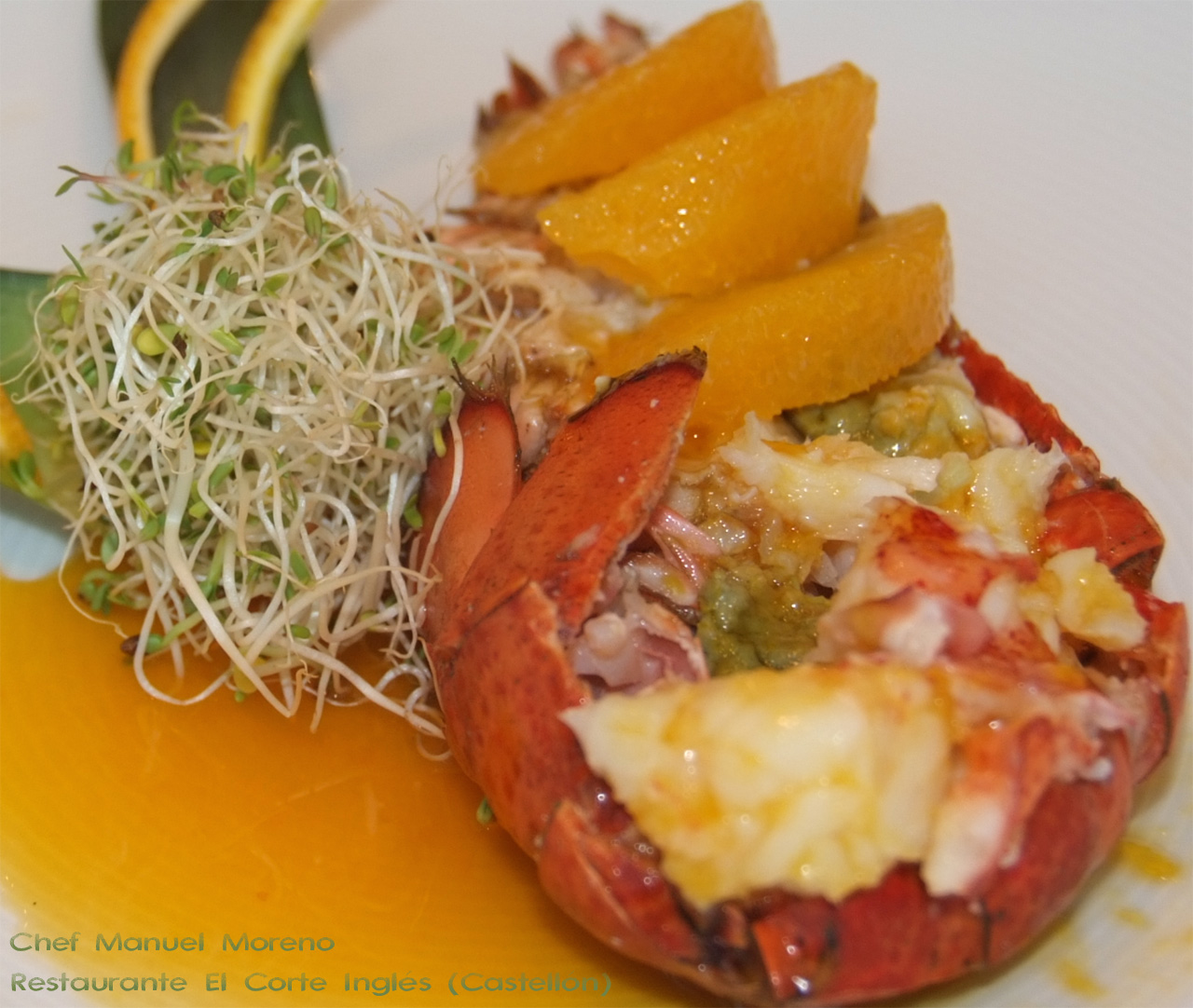 Bogavante al humo con salsa de cítricos