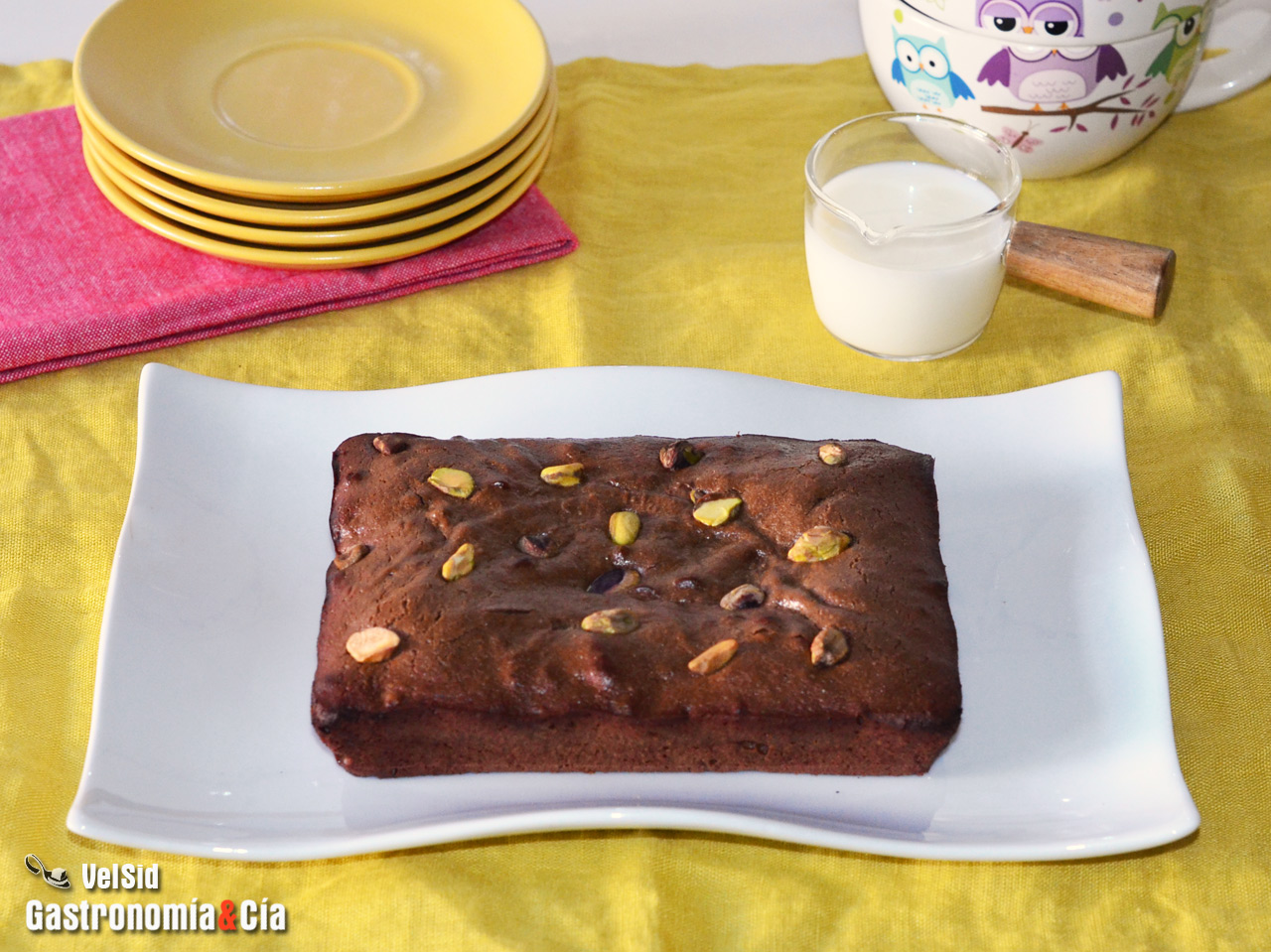 Brownie de chocolate y pistachos
