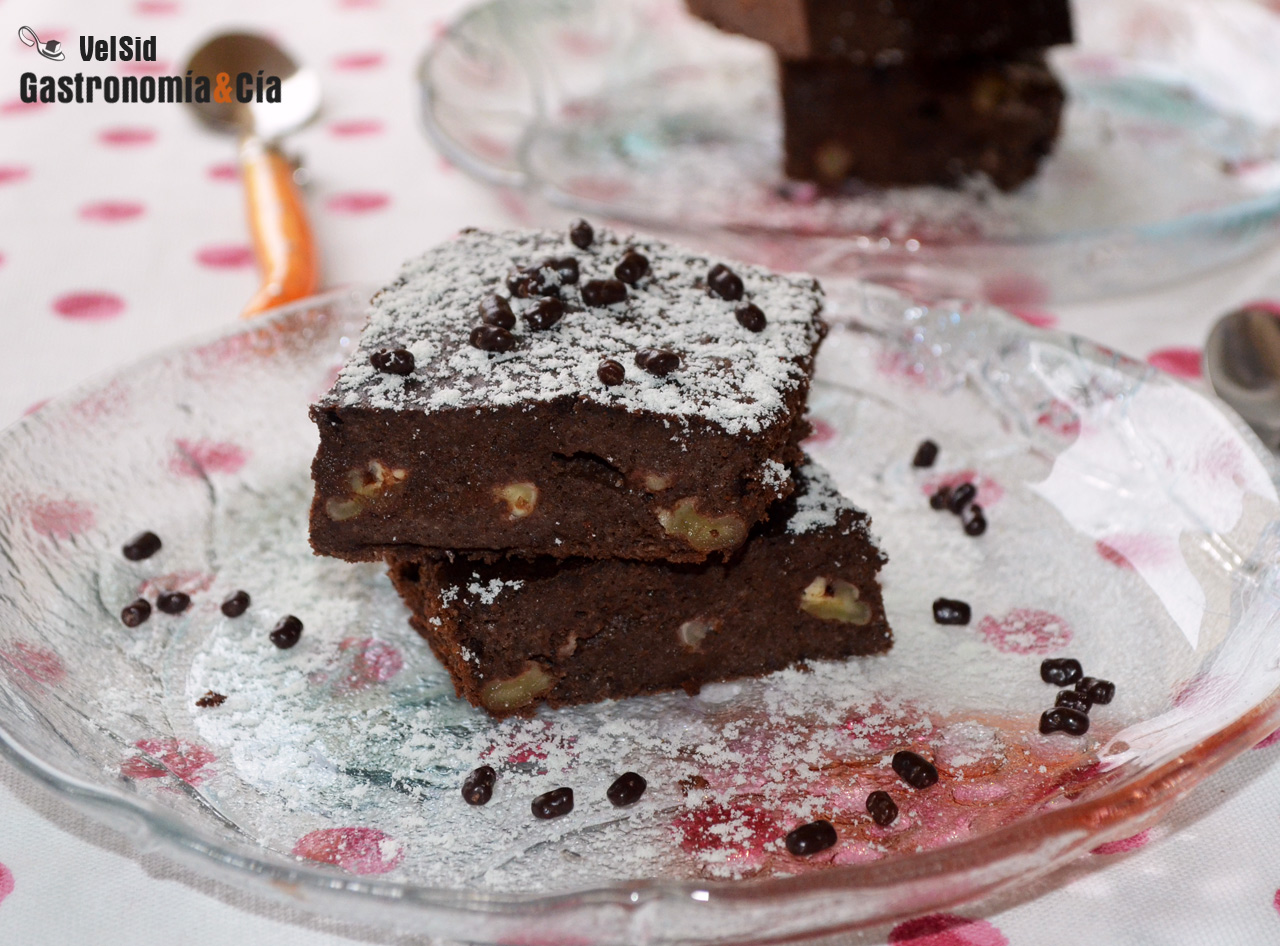 Brownie de plátano y chocolate (sin mantequilla)