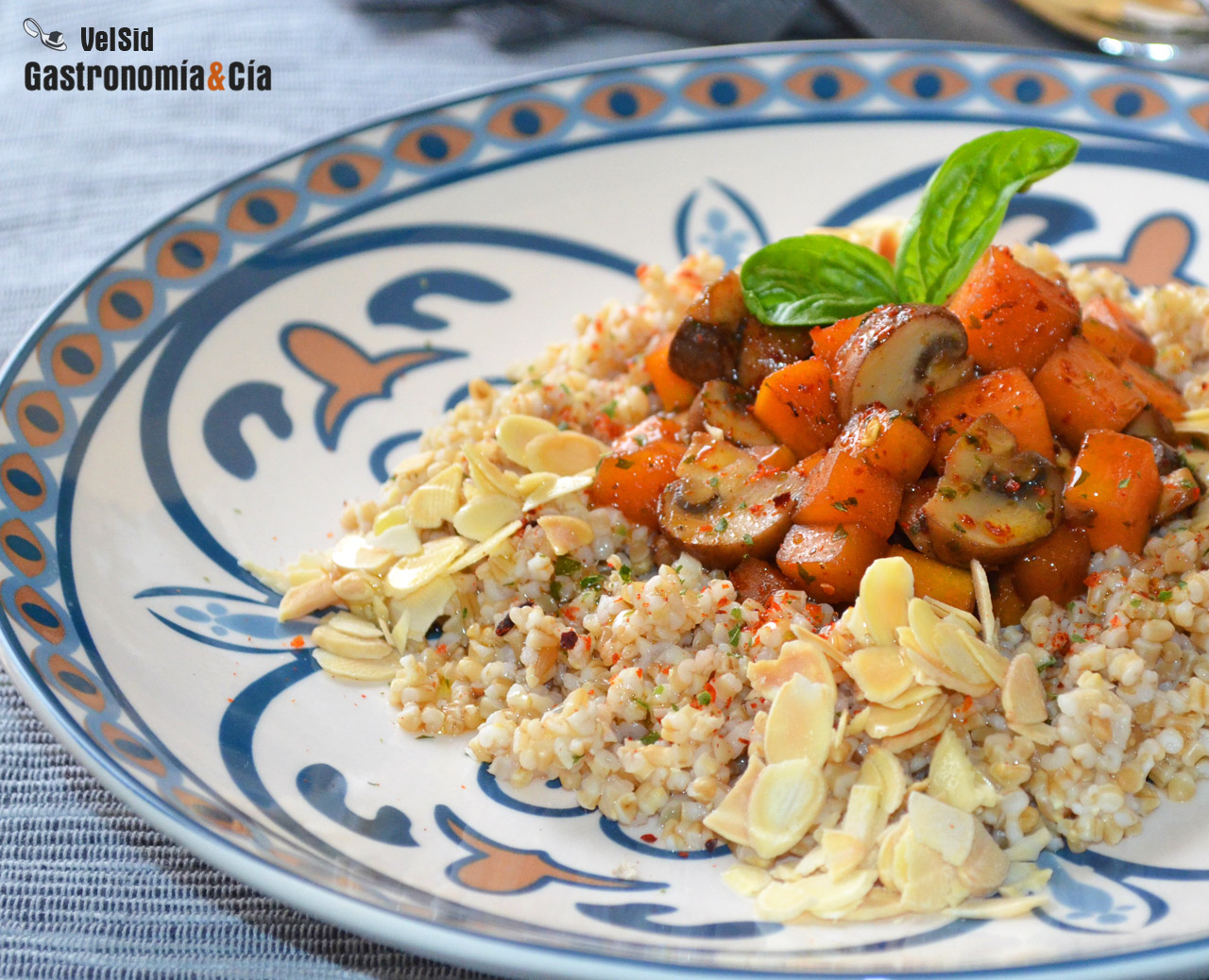 Bulgur de avena con calabaza y champiñones Portobello