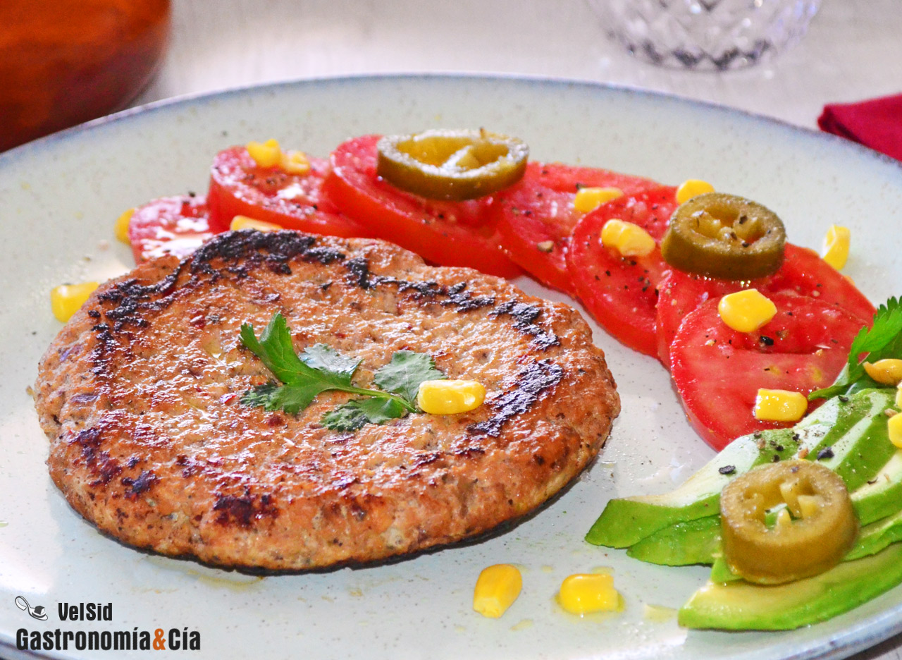 Hamburguesas de pollo y champiñones