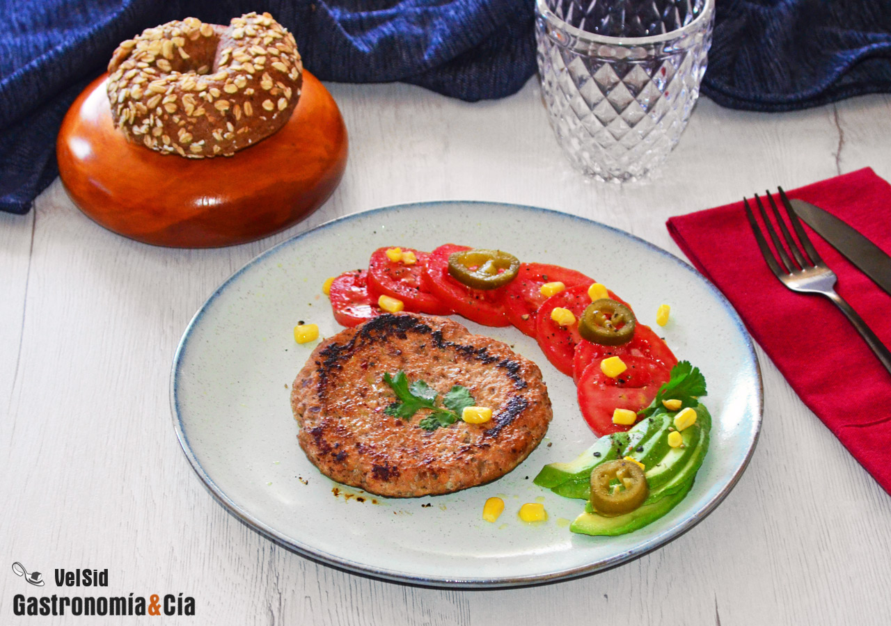 Hamburguesas de pollo y champiñones