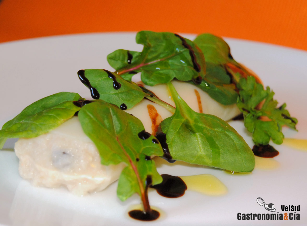 Receta de Canelones de gambas y bacalao con vinagre bal