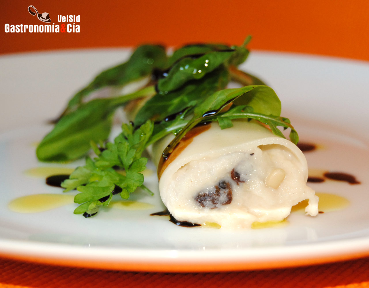 Receta de Canelones de gambas y bacalao con vinagre bal