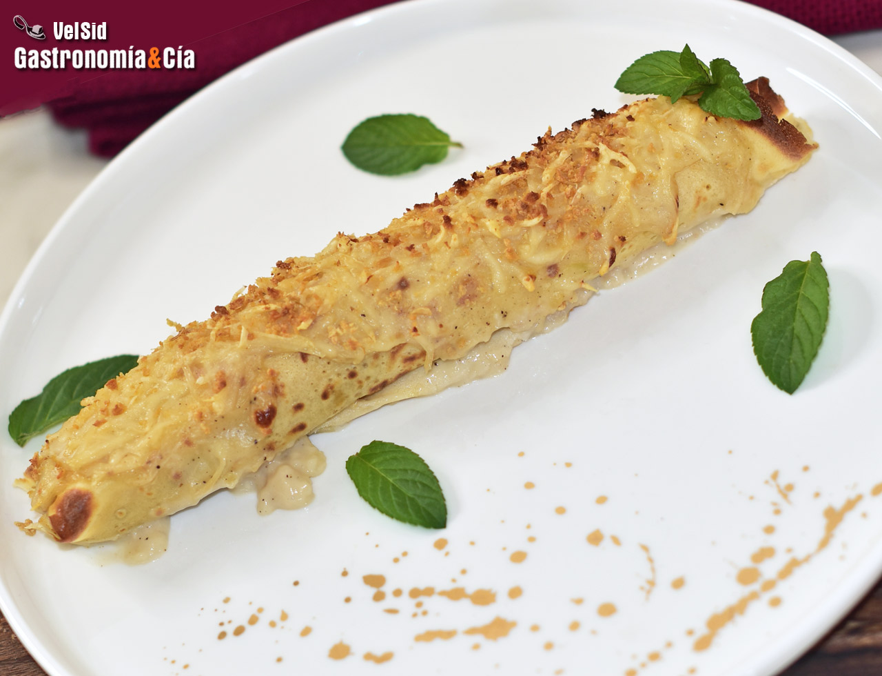 Canelones de creps rellenos de cordero