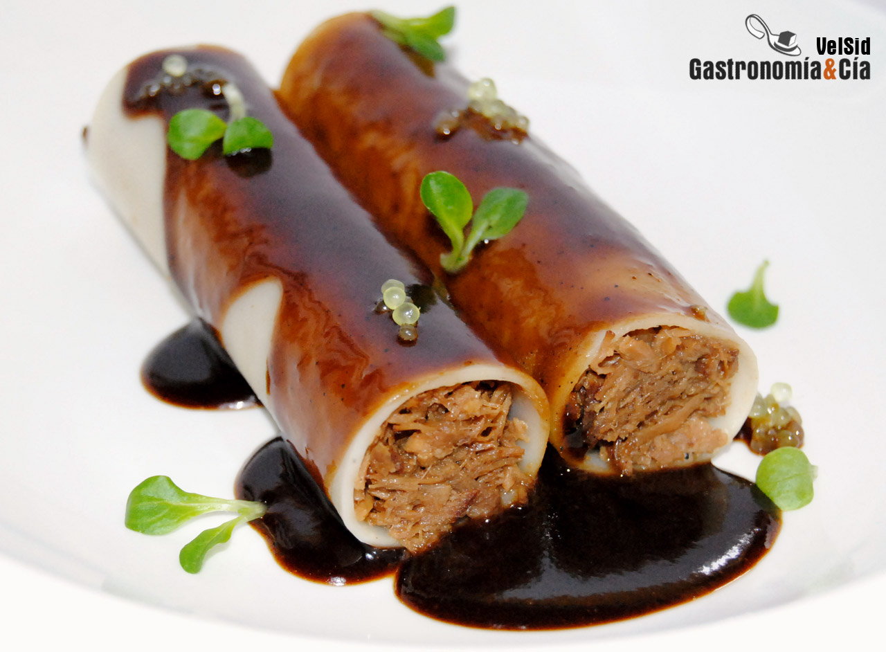 Canelones de carne con salsa maestra