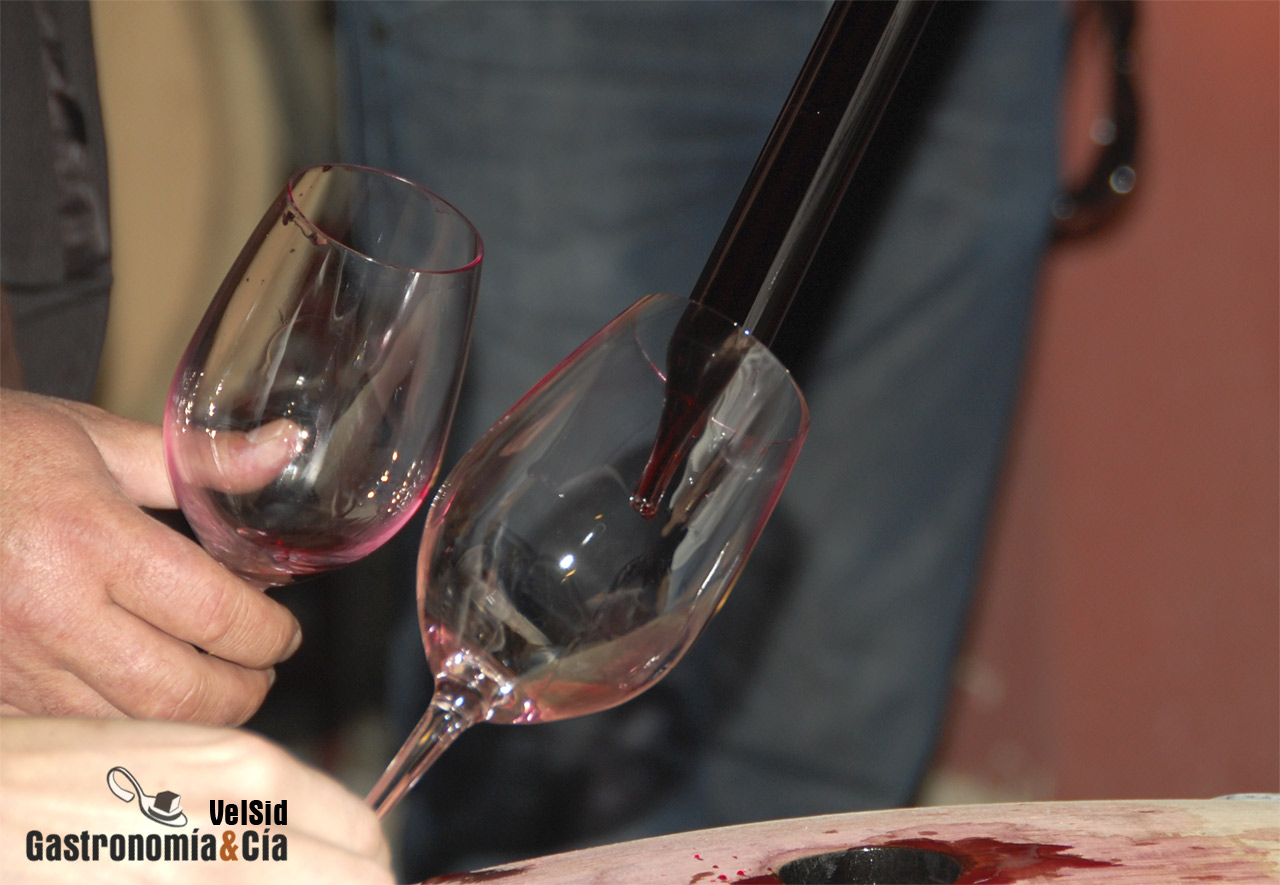 Detalle de la cata de vino en rama