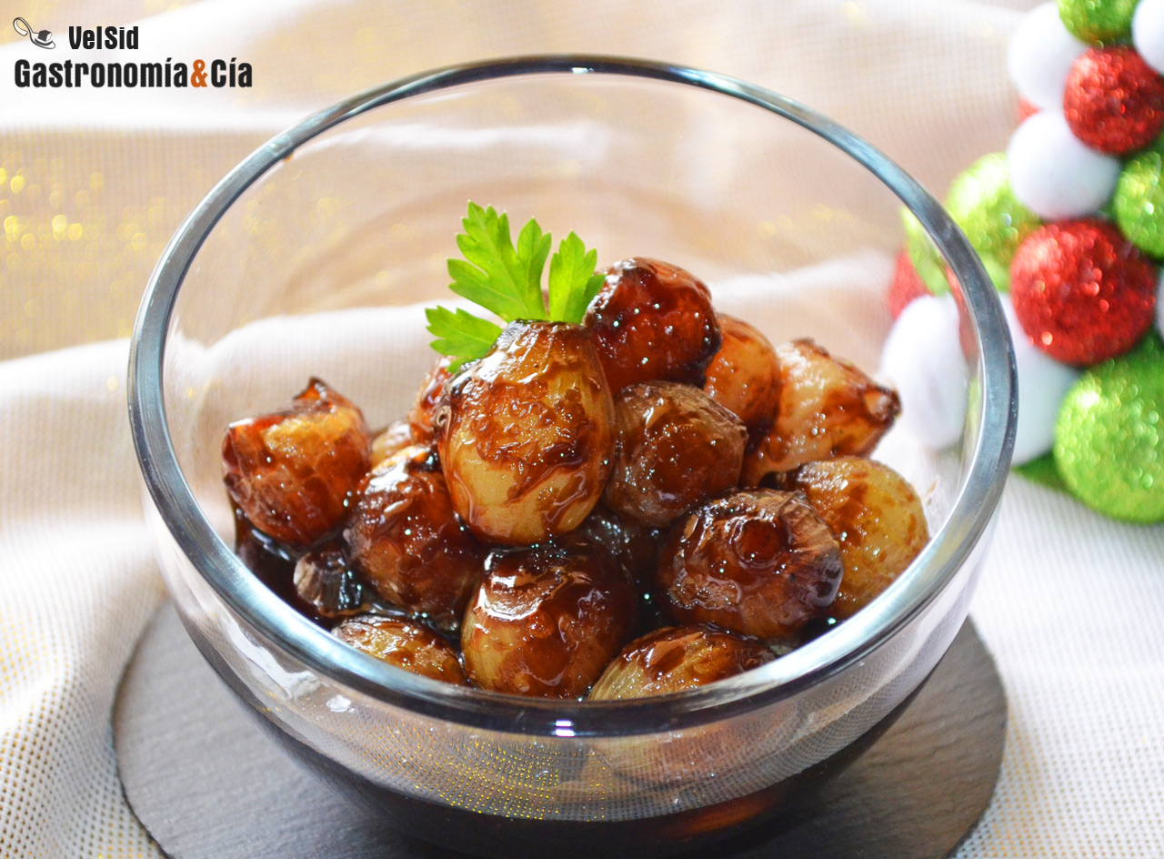 Cebollitas glaseadas con vinagre balsámico y vino de Op