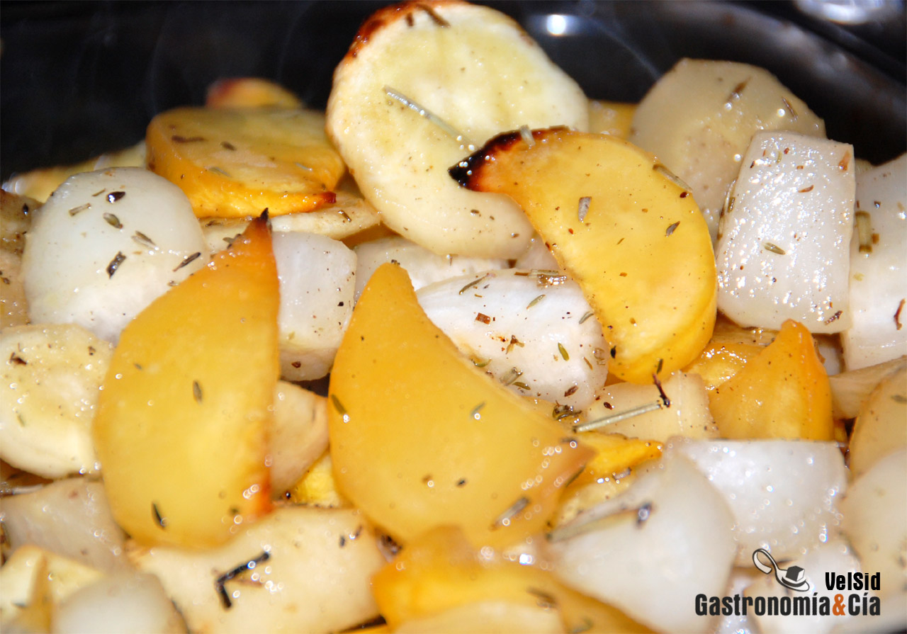 Chirivías y nabos al horno 