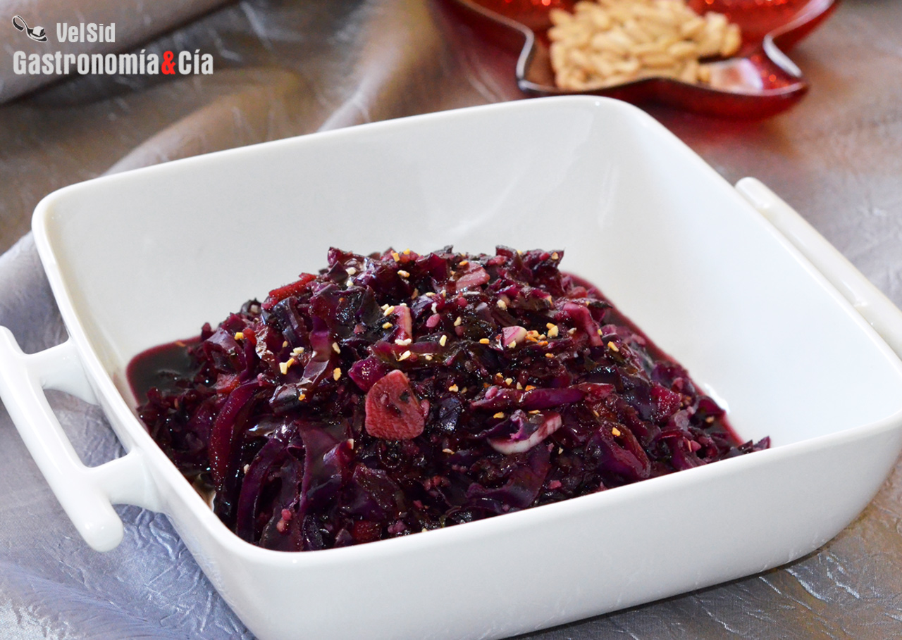 Col lombarda con jengibre y jarabe de arce