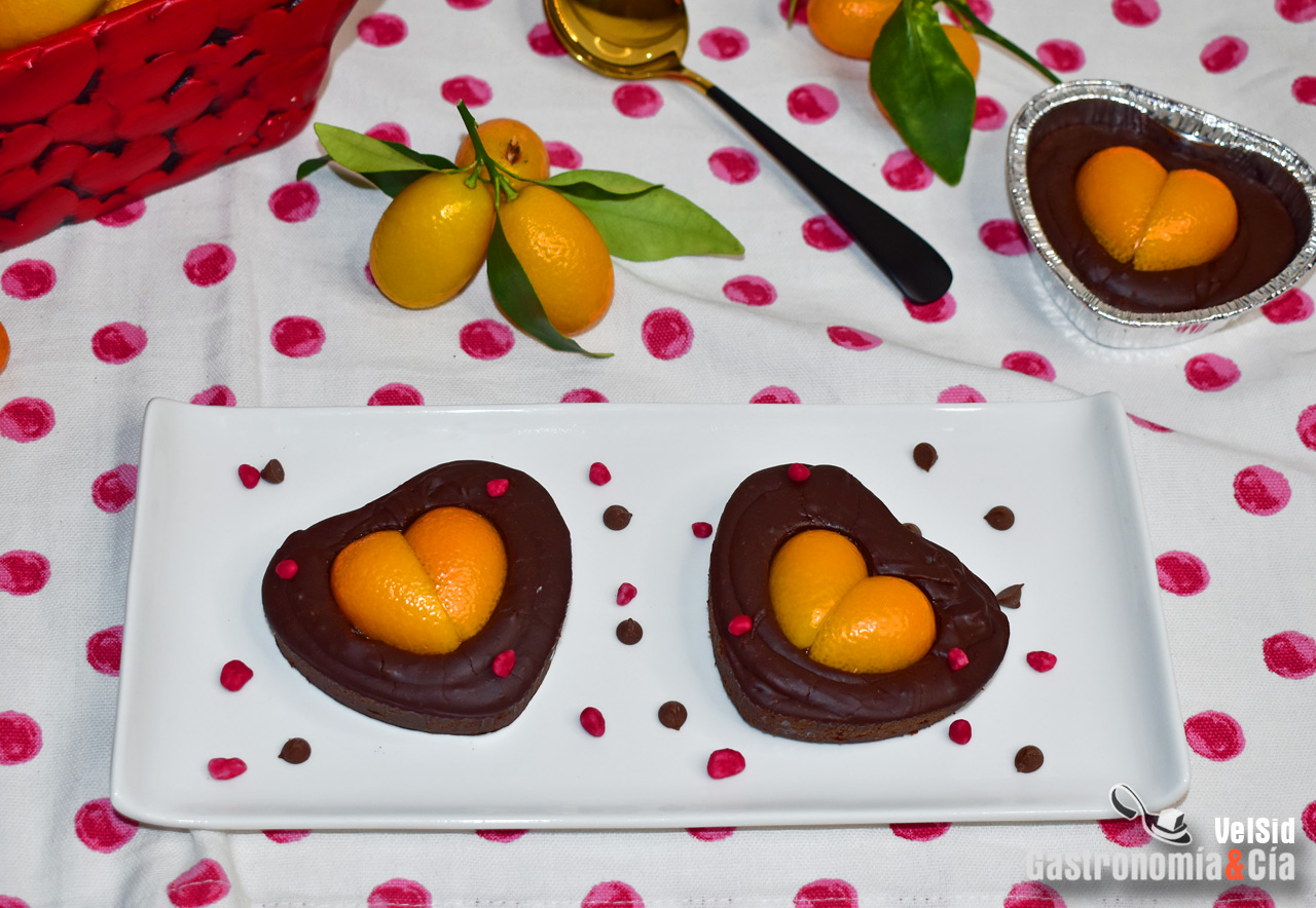 Corazón de ganache de chocolate con kumquat
