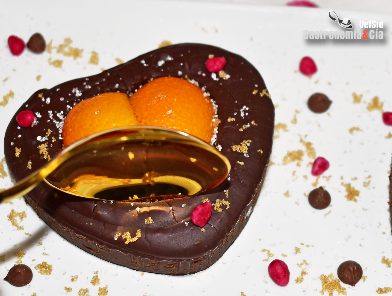 Corazón de ganache de chocolate con kumquat