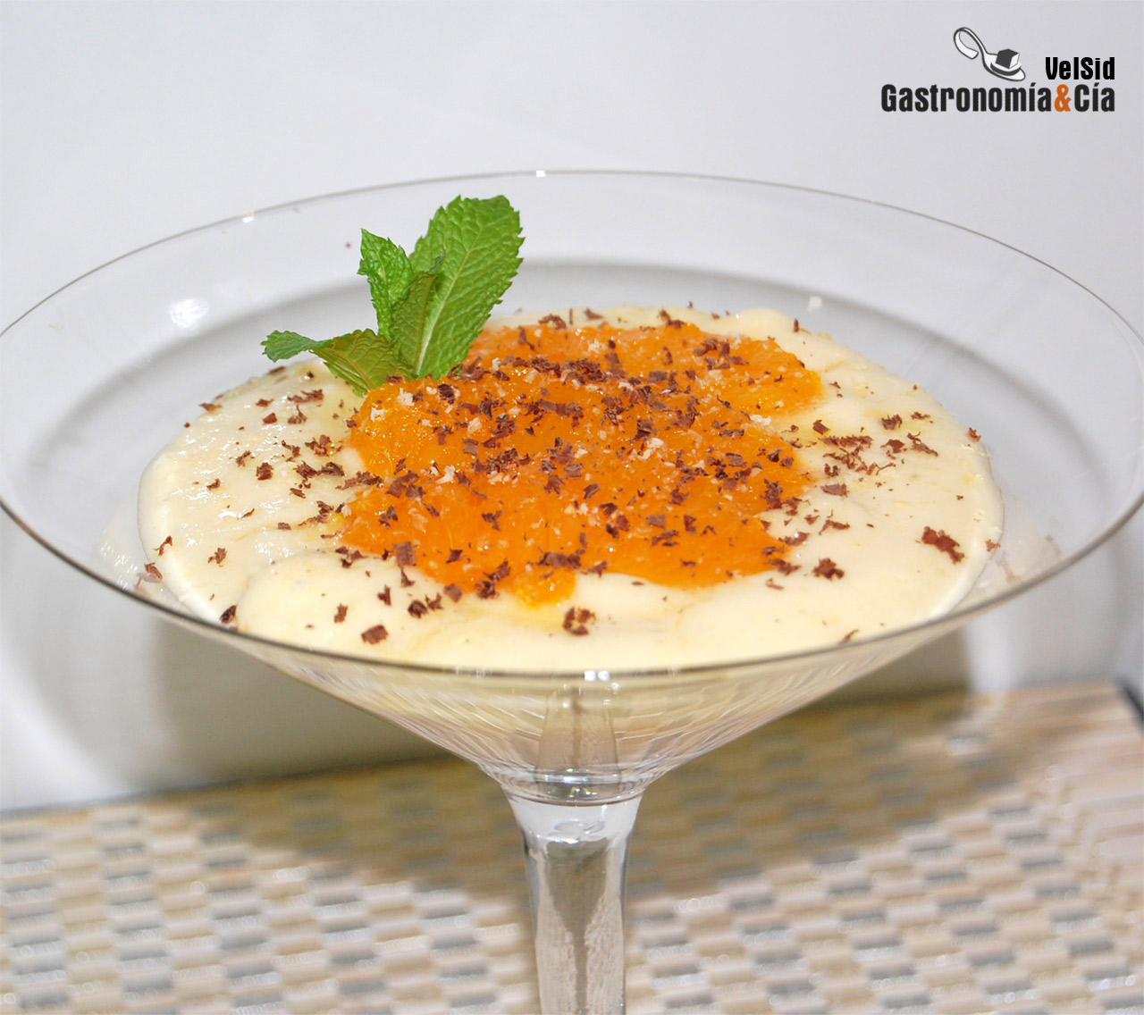 Crema Chiboust de naranja con naranja confitada