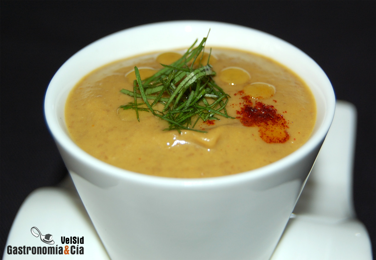 Crema de lentejas y batatas