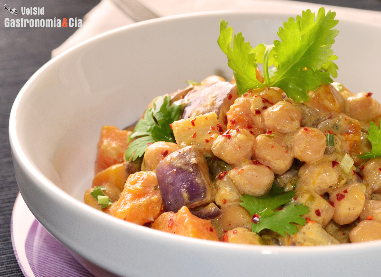 Receta de curry de garbanzos y calabaza