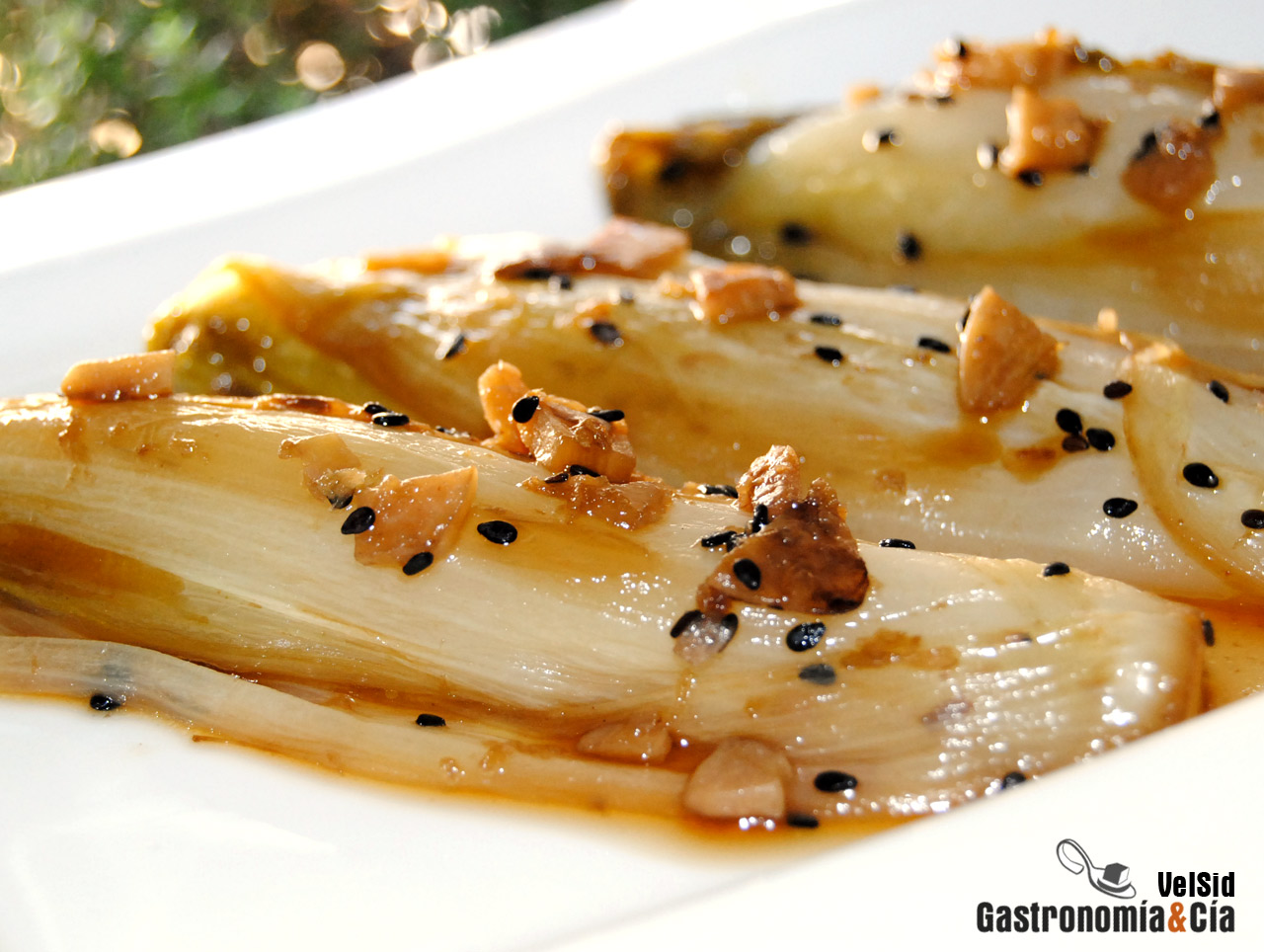 Endibias con salsa de ostras