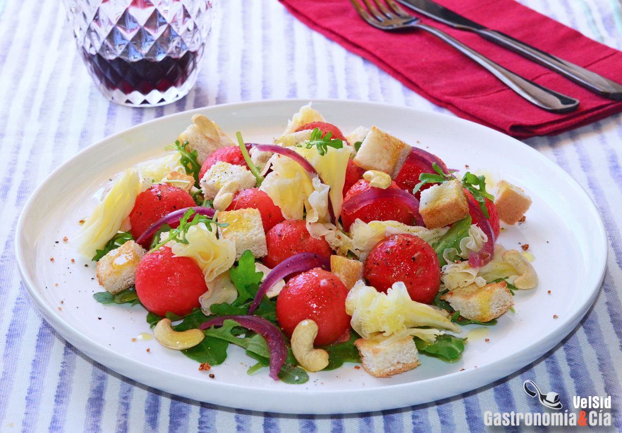 Ensalada de sandía y Tête de Moine