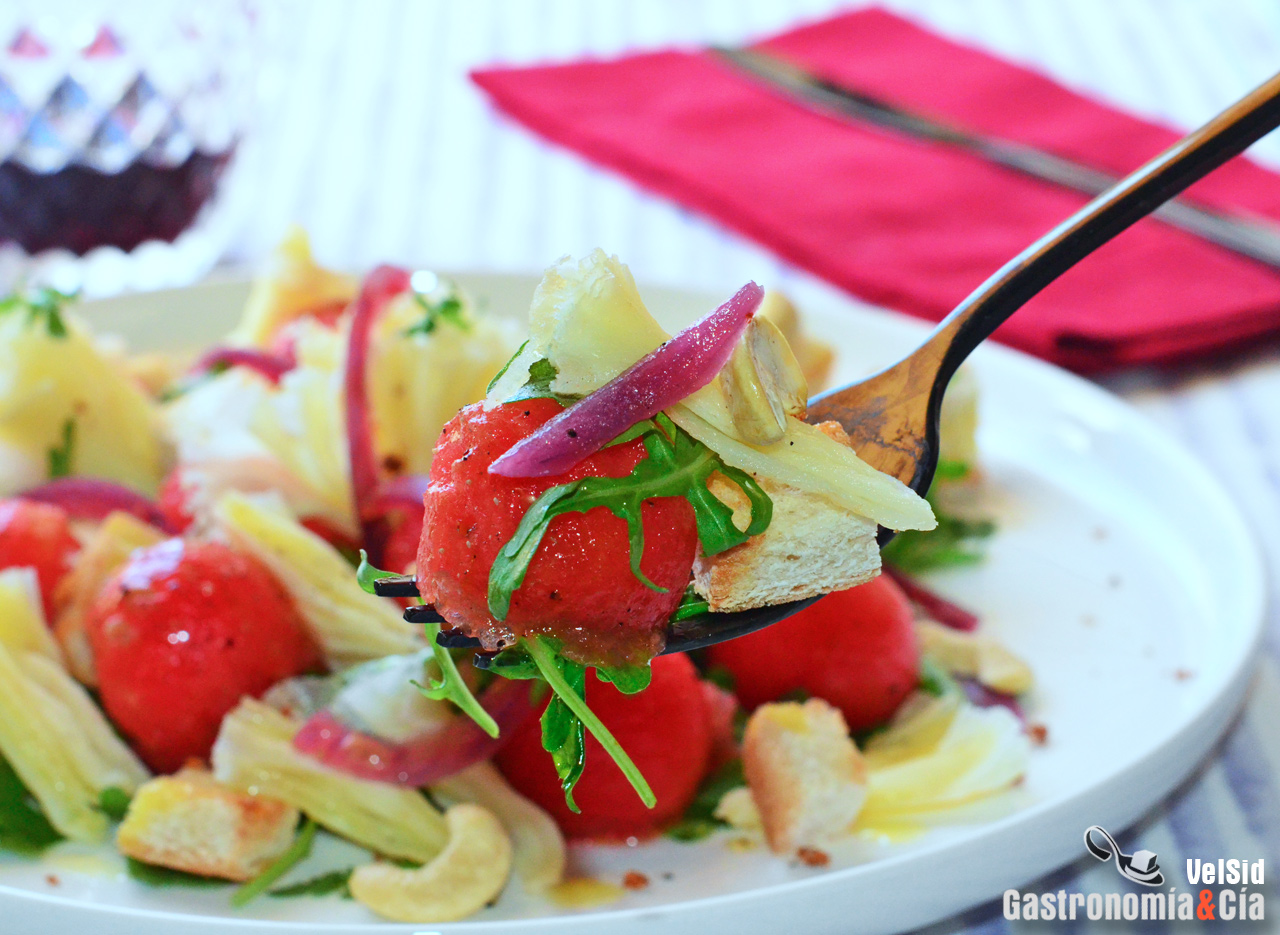 Ensalada de sandía y Tête de Moine