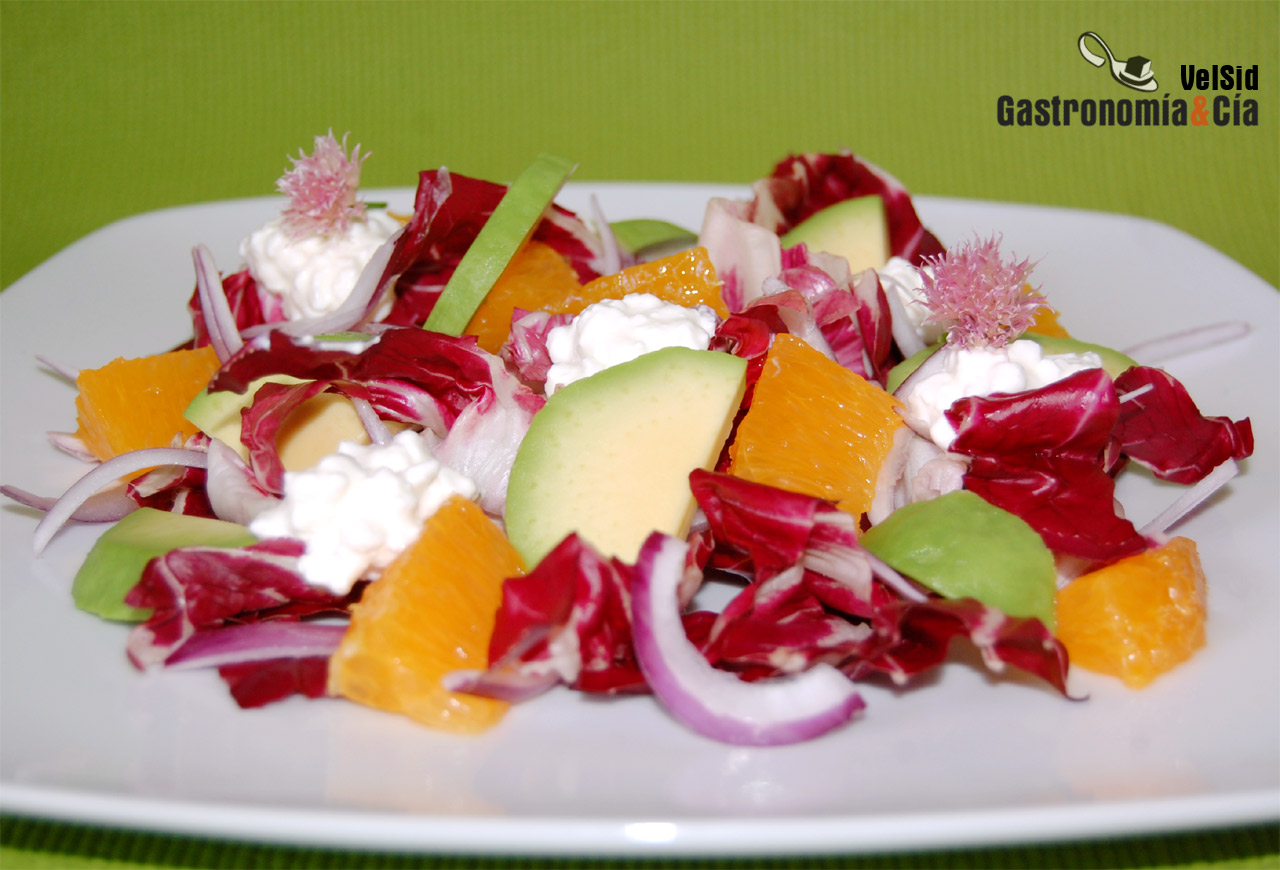 Ensalada de achicoria, aguacate y naranja